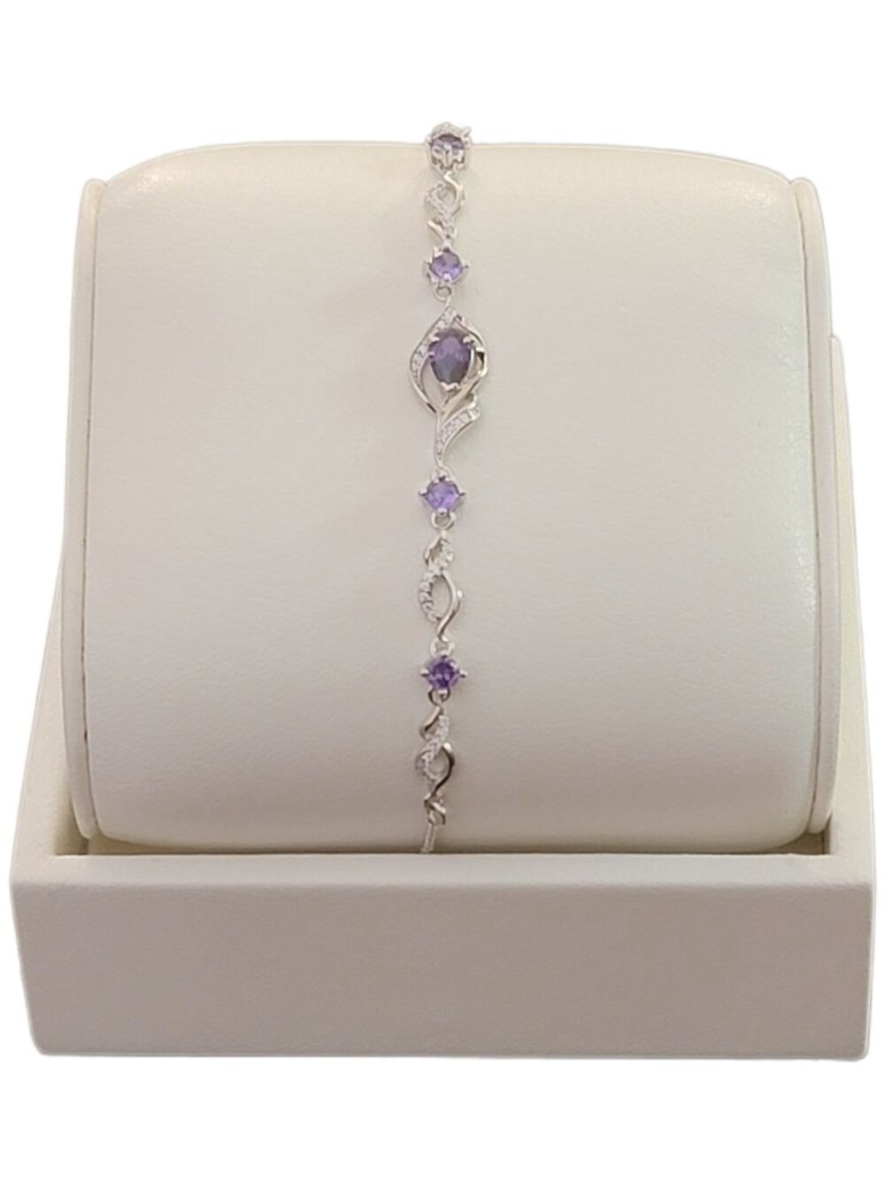 Sterling Silver Amethyst Teardrop Infinity Tennis Bracelet NWT